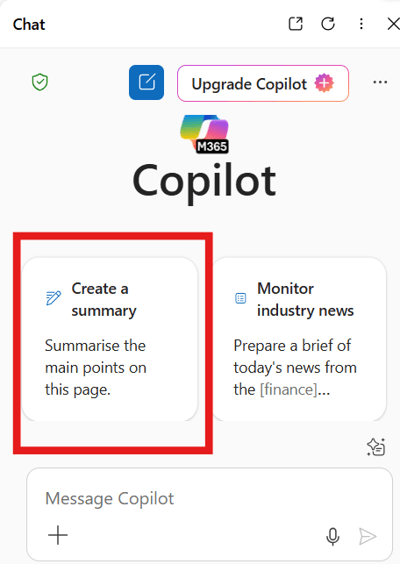 Summarise any web page with Copilot in Edge
